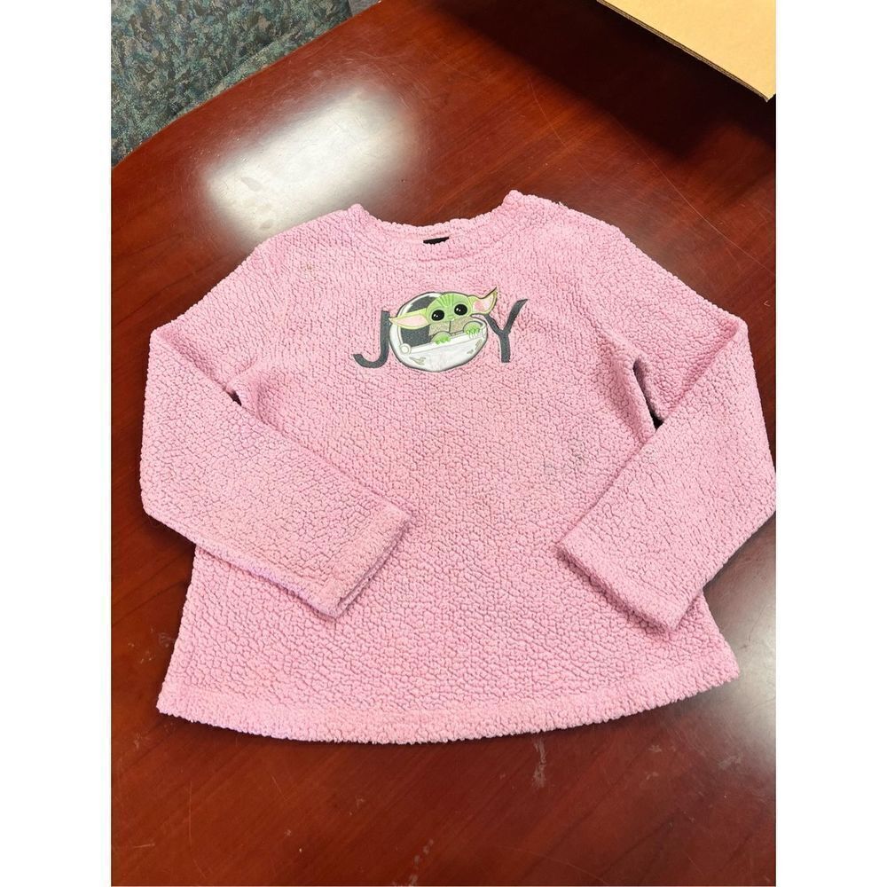 Star Wars Pink Baby Yoda Joy Teddy Sweatshirt Sleep Shirt sz S EUC